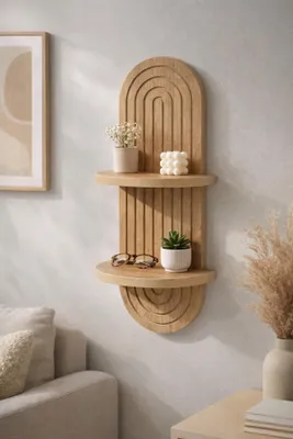 Produktbild von Skye Decor, Wandregal aus 100% melaminbeschichtetem Spanplatten, 20 x 70 x 13 cm, Eiche, 18 mm dick | Moderner skandinavischer Stil, geometrisches Design, ideal für jeden Raum.
