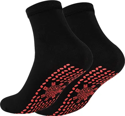 Produktbild von 1 Paar beheizte Socken, 24 Stunden lang, halten Ihre Füße warm, Silikonsohlen, Mittelrohr, hohe Elastizität, einfarbig, Sportsocken, kuschelige Socken für kaltes Wetter