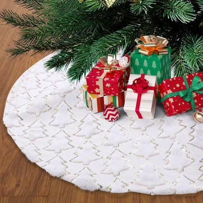 Weihnachtsbaumdecke, weiß, Plüsch, 60 cm, rund, mit Pailletten
