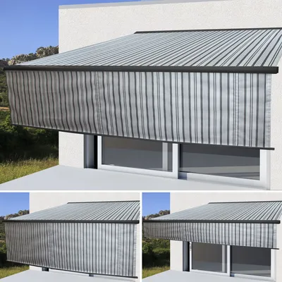 Produktbild von Elektrische Vollkassetten-Markise H124, 5x3m ausfahrbarer Volant  Polyester Grau/Weiß, anthrazit