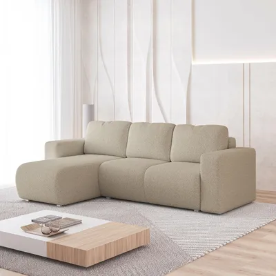 Produktbild von Masseno Ecksofa RINOVA mit Schlaffunktion L-Form, Sofa mit Bettkasten, Wohnzimmersofa, Couch, Soffa, Bettsofa, Couchgarnitur- Beige, QUELLE 05