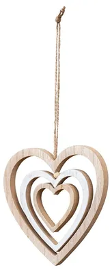 Produktbild von Windspiel Herzmobile Hängedeko - 35 cm - MDF-Holz - Naturweiß - Mit Jute-Aufhängeband
