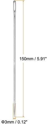 Obrázek produktu pro Jehly na polstrování, nerezová ocel, 150 mm, s velkým očkem, rovné, vhodné pro práci s kůží, kobercemi a výšivkami, sada 2 kusů