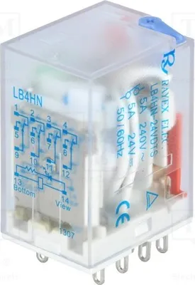Produktbild von 1x Relais: elektromagnetisch 4PDT 5A/240VAC USpule : 24VDC 5A LB4HN-24DTS Elektro