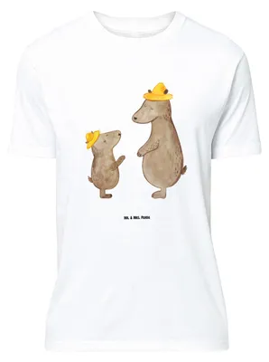 Produktbild von Mr. & Mrs. Panda Größe M T-Shirt Bären mit Hut - Weiß - Geschenk, Familie, Vater, Muttertag, Herren, Bär, Vatertag, Spruch, Shirt, Tshirt
