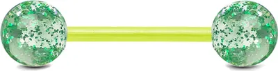 Produktbild von viva-adorno Barbell Piercing Stab Zungenpiercing Kunststoff Glitter Glitzer Kugeln Kunststoff verschiedene Farben Z314,Grün