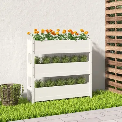 Produktbild von Pflanzkübel Weiß 112x25x104,5 cm Massivholz Kiefer , Gabionen Design 2024