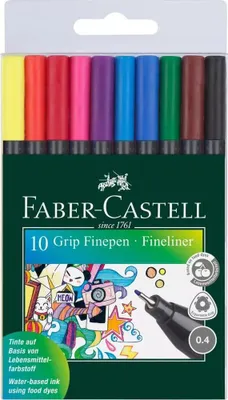 Obrázok produktu pre Faber-Castell Grip, Viacfarebný, Viacfarebný, 0,4 mm, Recyklovaný plast, Kov, 10 kusov