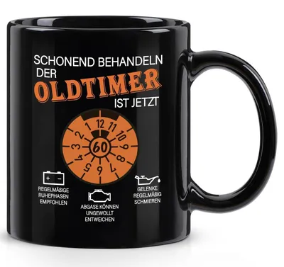 Produktbild von Kaffeetasse 60. Geburtstag Männer Lustig Spruch 320ml Schwarz Keramik
