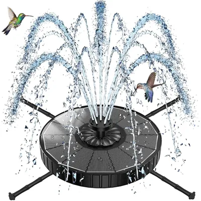 Produktbild von Solar Vogelbad mit 3 Sprühhöhen, 7 Düsen, 4 verstellbare Stäbe, 3,5 W, für Garten und Teich
