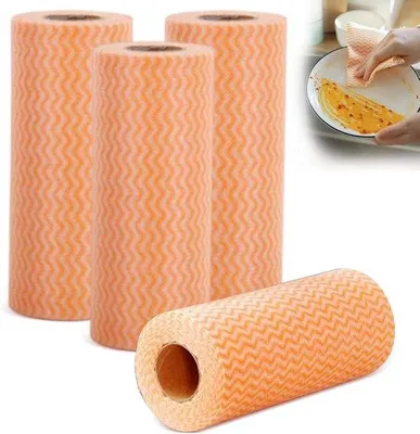 Produktbild von Famanu Reinigungstücher auf Rolle - 4 Rollen - wiederverwendbare J-Tücher - Vliesstoff - multifunktional - orange