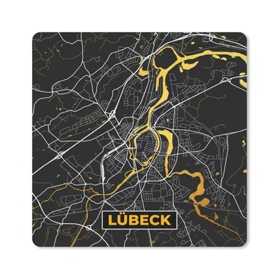 Produktbild von MuchoWow® Mauspad Mousepad Lübeck - Karte - Gold - Stadtplan - Deutschland 20x20 cm - Mousepads - Maus Mat - Pad - Mausunterlage - Desk Mat - Bureauartikeln