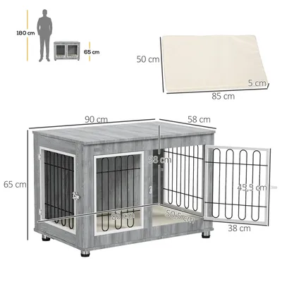 Produktbild von PawHut Hundekäfig, Hundehütte für Mittelegroße Hunde, Hundebox mit Kissen