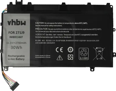 Produktbild von vhbw Akku kompatibel mit Dell Latitude 13 7000 (CAL003LATI735013480), 13 7000 (CAL004LATI735015480) Notebook (2700 mAh, 11,1 V, Li-Polymer)