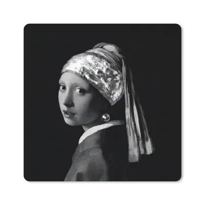 Produktbild von MuchoWow® Mauspad Mousepad Das Mädchen mit dem Perlenohrring - Johannes Vermeer - Schwarz und weiß 30x30 cm - Mousepads - Maus Mat - Pad - Mausunterlage - Gaming