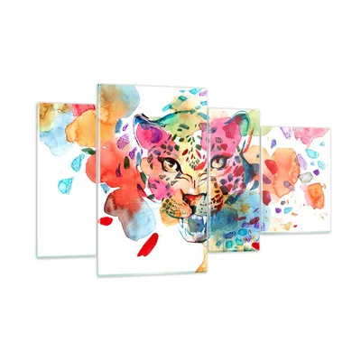 Produktbild von Bilder auf glas - Farbe Konzept Katze - 120x70cm - Glasbilder - Wandbilder - Kunstdruck - zum Aufhängen bereit - Wanddekoration aus Glas - Glas Bilder - Wandbild auf Glas - 4 Teile - GDL120x70-3068