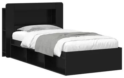 Produktbild von Bettgestell mit Stauraum Schwarz 90 x 200 cm Holzwerkstoff