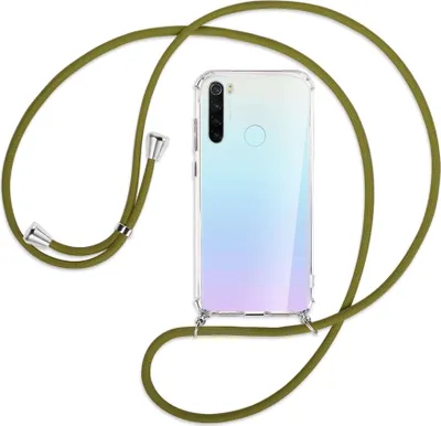 Produktbild von Handykette Backcover-Schutzhülle mit Band (Metall silberfarben) für Xiaomi Redmi Note 8 - khaki