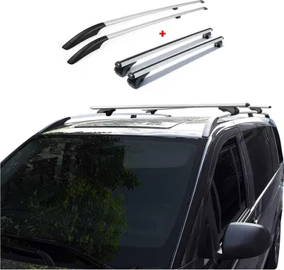 Produktbild von Dachreling + Dachträger SET für VW Caddy 2003-2015 Kurzer Alu Silber 4tlg