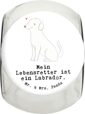 Produktbild von Mr. & Mrs. Panda Leckerli Glas Labrador Lebensretter XL 2000ml - Weiß - Geschenk, Keksdose, schraubglas, Vorratsglas, Dekoglas, Vorratsbehälter, Dose