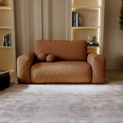 Produktbild von Chilly Fluffy Sofa – Designer Schlafsofa 190x110cm in Bouclé, mit Schlaffunktion & Bettkasten | Quelle 54