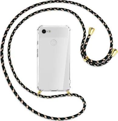 Produktbild von Handykette Backcover-Schutzhülle mit Band (Metall goldfarben) für Google Pixel 3 XL - camouflage