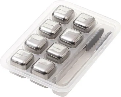 Immagine prodotto di Set di cubetti di ghiaccio per whisky RVS da 8 pezzi + pinze