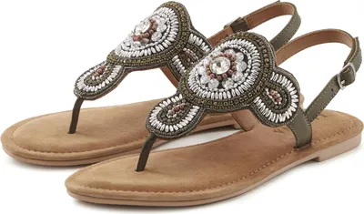 Produktbild von LASCANA Zehentrenner Sandalette, Sommerschuh, offener Schuh, olivgrün Größe 43