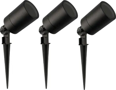 Produktbild von Ledvion - 3er Set, Gartenstrahler mit Erdspieß, IP65, GU10, 220-240V, LED Strahler, Gartenbeleuchtung mit Strom, Ohne GU10 Leuchtmittel, Drehbar, Wasserdicht