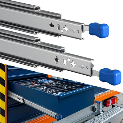 Produktbild von Ikodm Schwerlast Schubladenschienen 53 mm, Vollauszug mit Verriegelung, bis 78kg 1150mm 1Paar