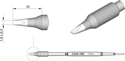 Produktbild von JBC C245768 Punta di saldatura Forma a scalpello dritta Dimensione punta 0.3 mm