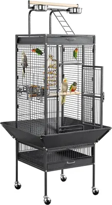 Imagen del producto de Jaula grande para pájaros Silecomplaza, modelo Vogelkäfig, de 156 cm, jaula para loros con plataforma y ruedas