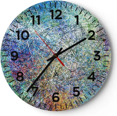 Produktbild von Wanduhr - Rund - Glasuhr - Abstraktion modern - 30x30cm - Schleichendes Uhrwerk - Lautlos - zum Aufhängen bereit - Dekoration Modern - Wanddekoration aus Glas - C4AR30x30-3668