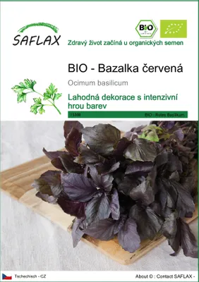 Produktbild von SAFLAX - BIO - Bazalka červená - Ocimum basilicum - 400 Semena