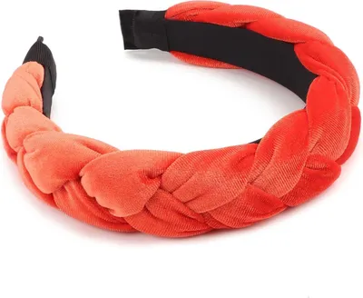 Produktbild von DRESHOW Damen Stirnband Samt Elastisch Geflochten Orange