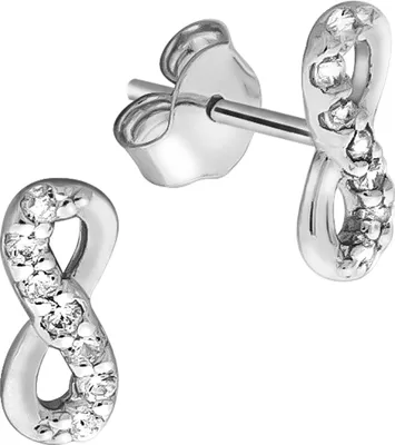 Produktbild von V Ohrstecker 925/- Sterling Silber 1,0cm weiß Zirkonia weiß 299220044
