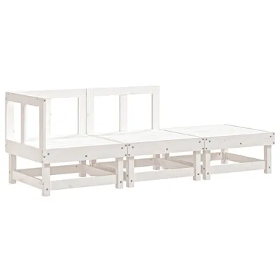Produktbild von 3-tlg. Garten-Lounge-Set Weiß Massivholz Kiefer