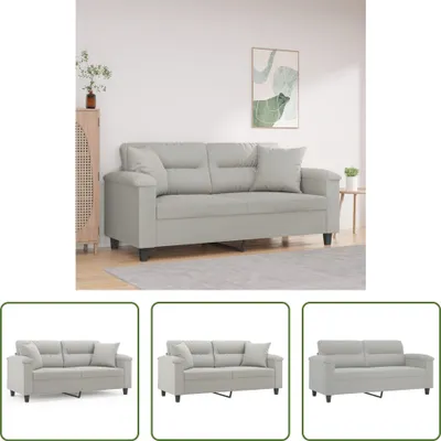Produktbild von The Living Store 2-Sitzer-Sofa mit Kissen Hellgrau 140 cm Mikrofasergewebe