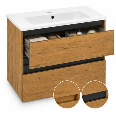 Produktbild von Paplinskimoebel Bad-Hängeschrank, Badezimmerschrank mit Waschbecken 60 x 51,5 x 39 cm, Kleiner Waschbeckenschrank, Gästebadschrank mit Schubladen, KI-generiertes Bild