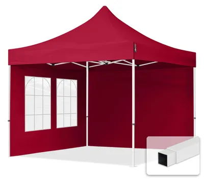Produktbild von TOOLPORT 3x3m Stahl Faltpavillon, inkl. 2 Seitenteile, rot