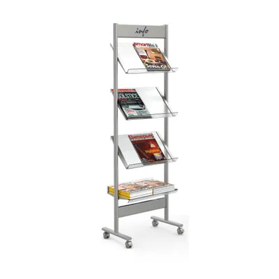 Produktbild von Kerkmann Prospektregal Ecoline silber DIN A4 8 Fächer