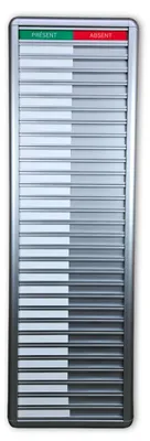 Produktbild von CombiCraft Anwesendheitstafel bzw. Abwesenheitstafel "Présent-Absent" in einem silberfarbenen Aluminiumschiebeprofil für 30 Personen - 257 x 830 mm