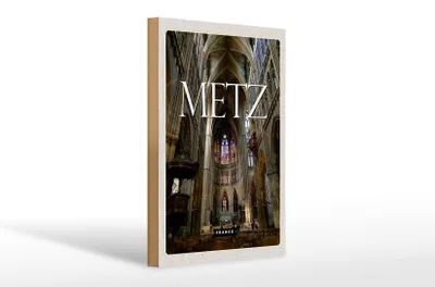 Produktbild von Holzschild Reise 20x30cm Metz France Kathedrale Reiseziel