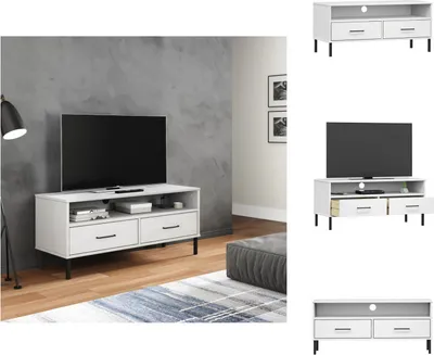 Zdjęcie produktu dla vidaXL Szafka pod TV OSLO z metalowymi nogami biała sosna - Meble TV