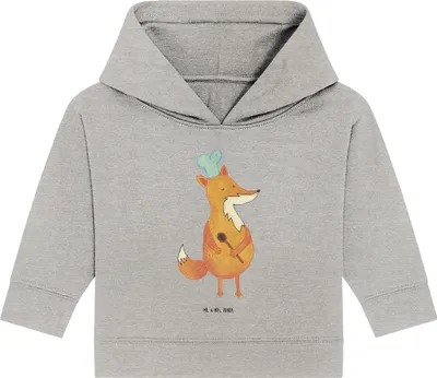 Produktbild von Mr. & Mrs. Panda Organic Baby Hoodie Fuchs Koch 12. - 18. Monat - Heather Grey - Geschenk, Spruch Lustig, Chefkoch, Bäcker, Kapuzenshirt, Hungrig, Kapuzensweatshirt