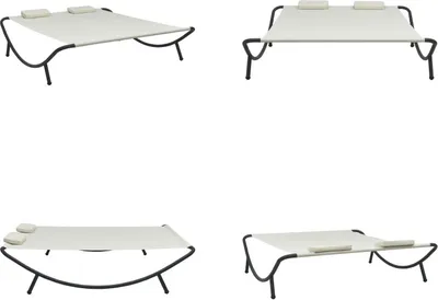 Produktbild von vidaXL Outdoor Loungebett Stoff Cremeweiß - Gartenliege - Gartenliegen - Sonnenliege - Sonnenliegen