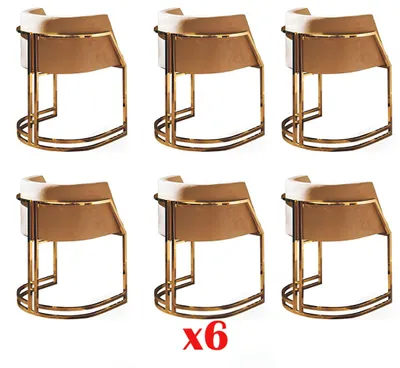 Produktbild von Küche Stühle Elegant Esszimmer Stoff Set 6x Sessel Stuhl Design Metall Textil