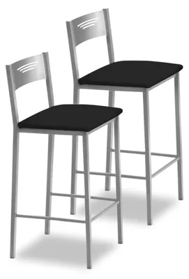 Zdjęcie produktu dla ASTIMESA Dwa wysokie hokery kuchenne, wysokość 60 cm, sztuczna skóra, kolor czarny, model TAB60NE