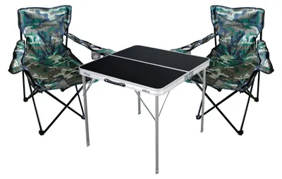 Produktbild von 3-teiliges Campingmöbel Set Camouflage Tisch schwarz + Campingstühle