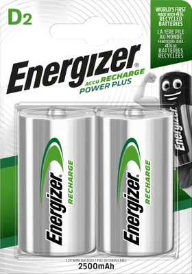 Image de ENERGIZER Power Plus Akku NiMH D (HR20) 1.2V 2500mAh (2er Blister)